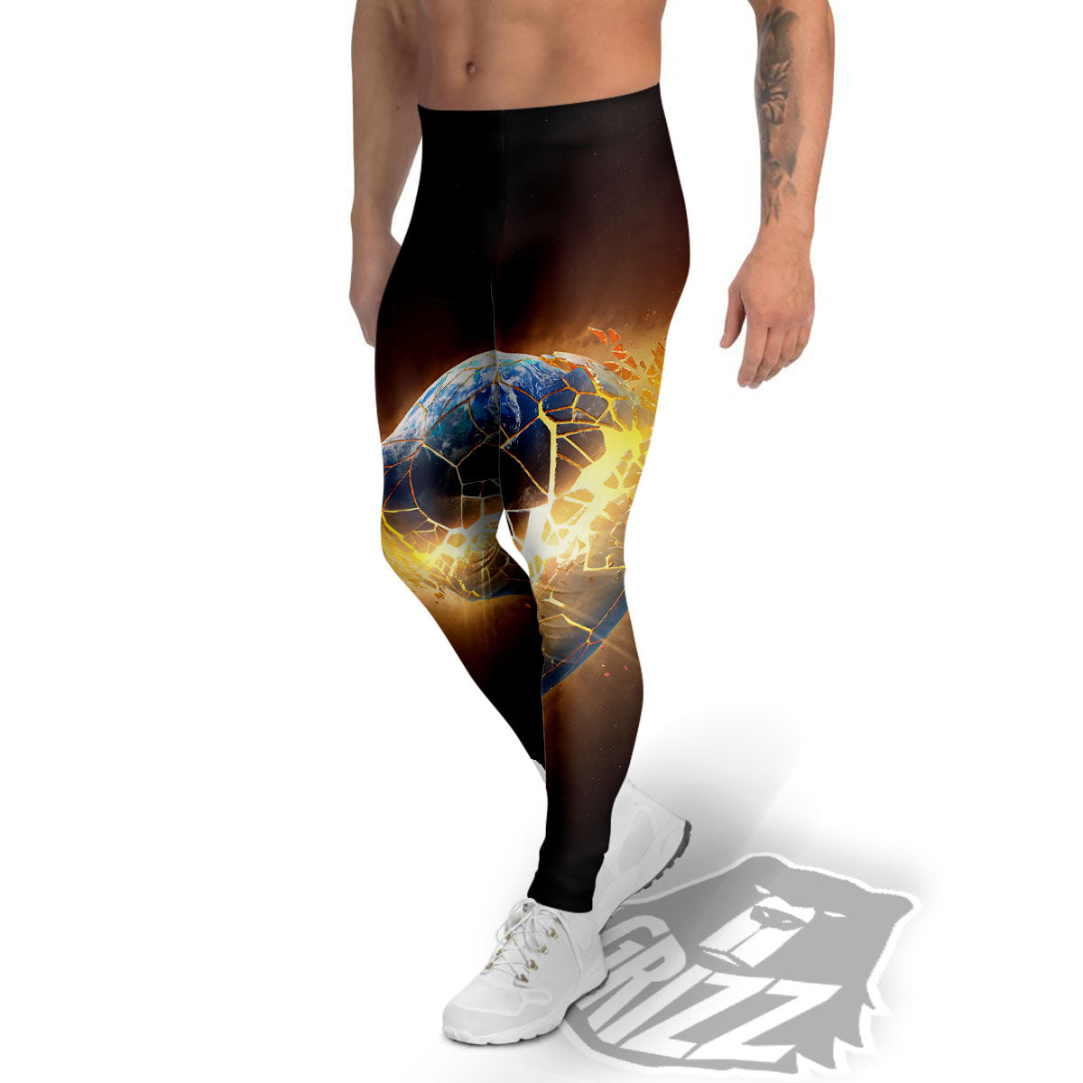 End Of The Earth Print Men's Leggings-grizzshop