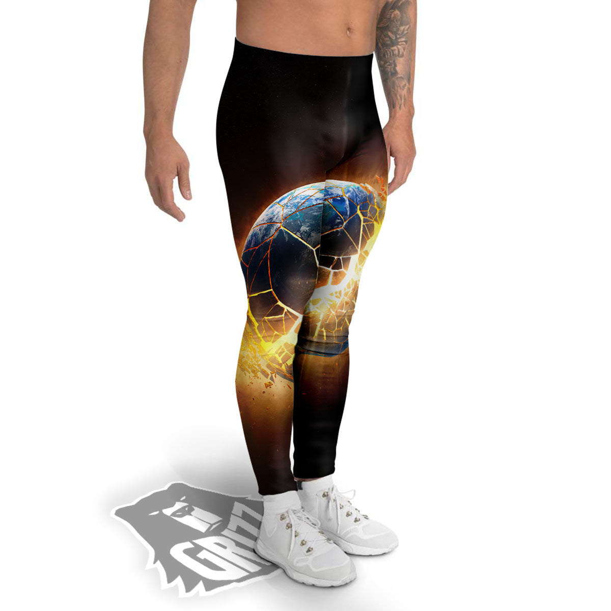 End Of The Earth Print Men's Leggings-grizzshop