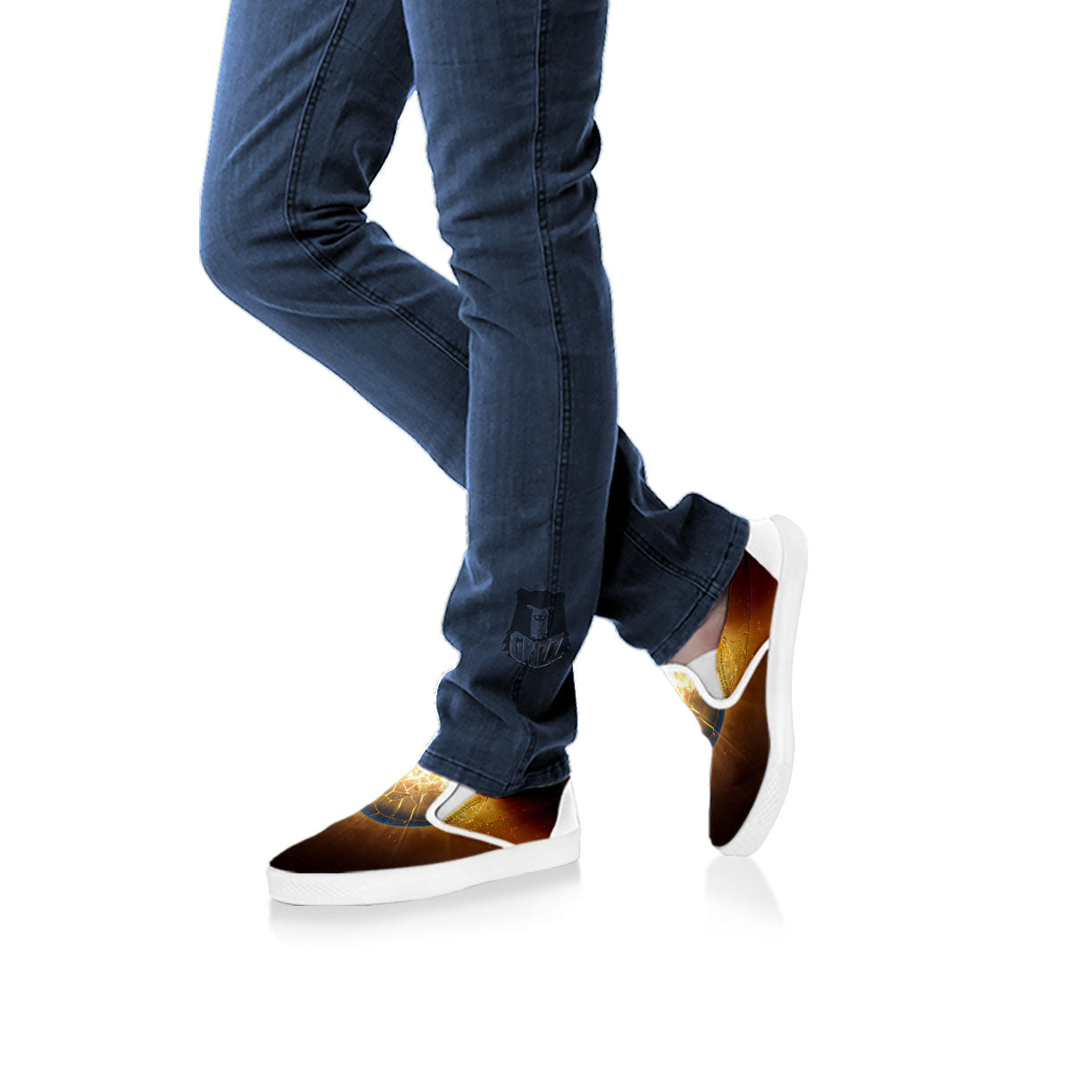 End Of The Earth Print White Slip On Shoes-grizzshop