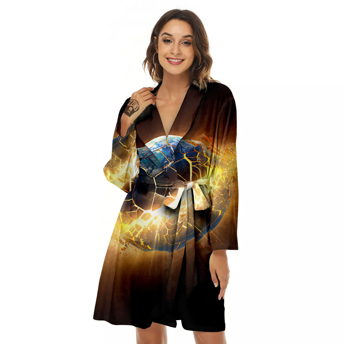 End Of The Earth Print Women's Robe-grizzshop