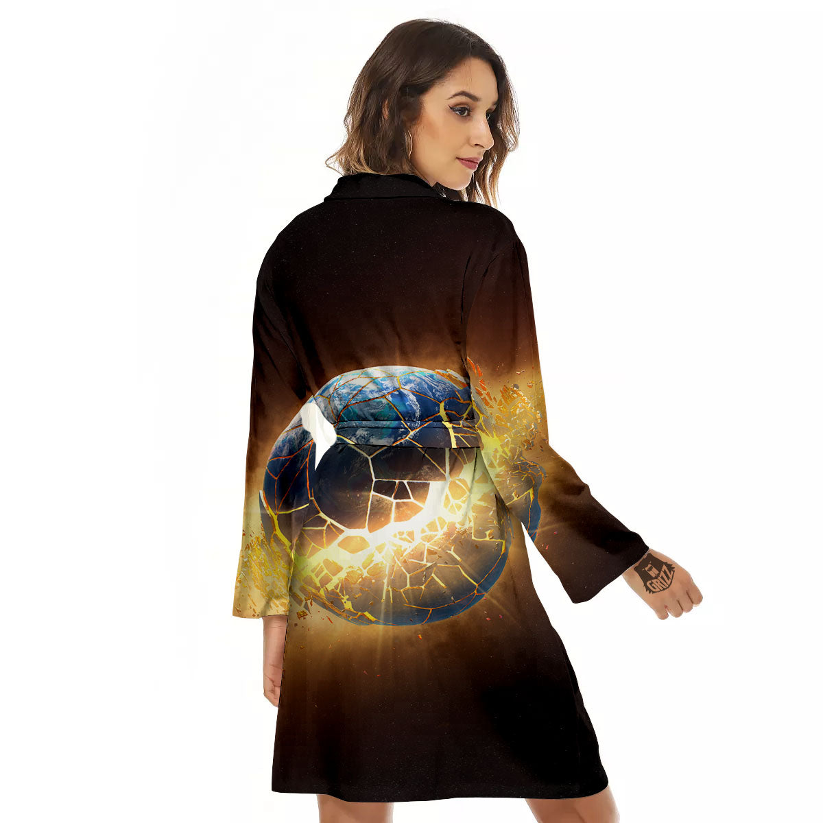 End Of The Earth Print Women's Robe-grizzshop