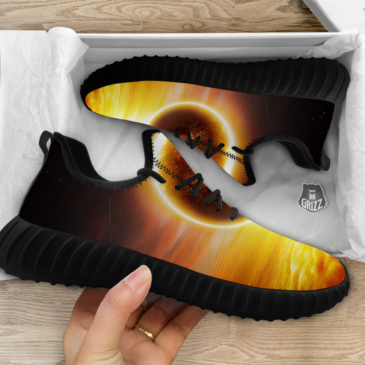 End Of The Planet Apocalyptic Print Black Walking Shoes-grizzshop