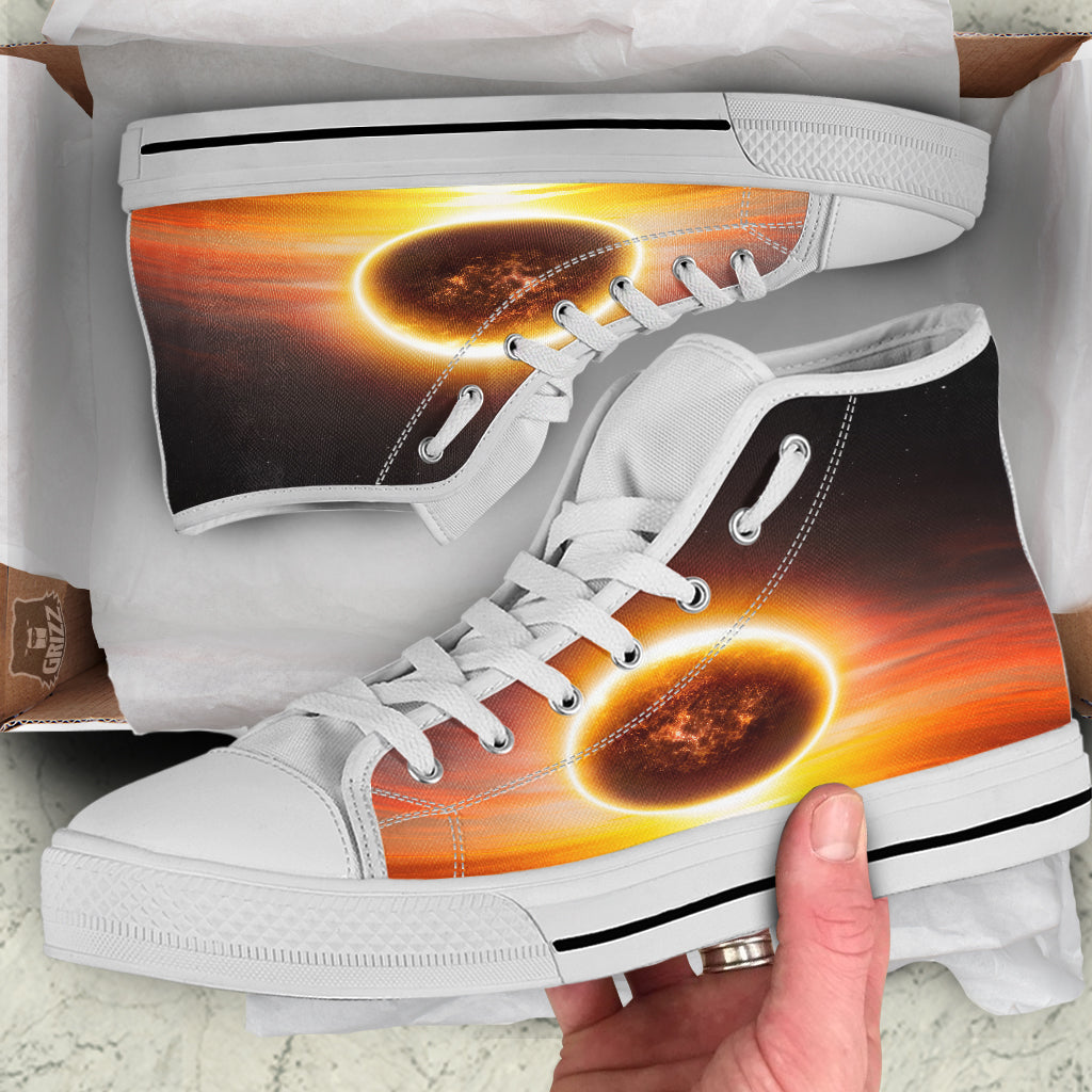 End Of The Planet Apocalyptic Print White High Top Shoes-grizzshop