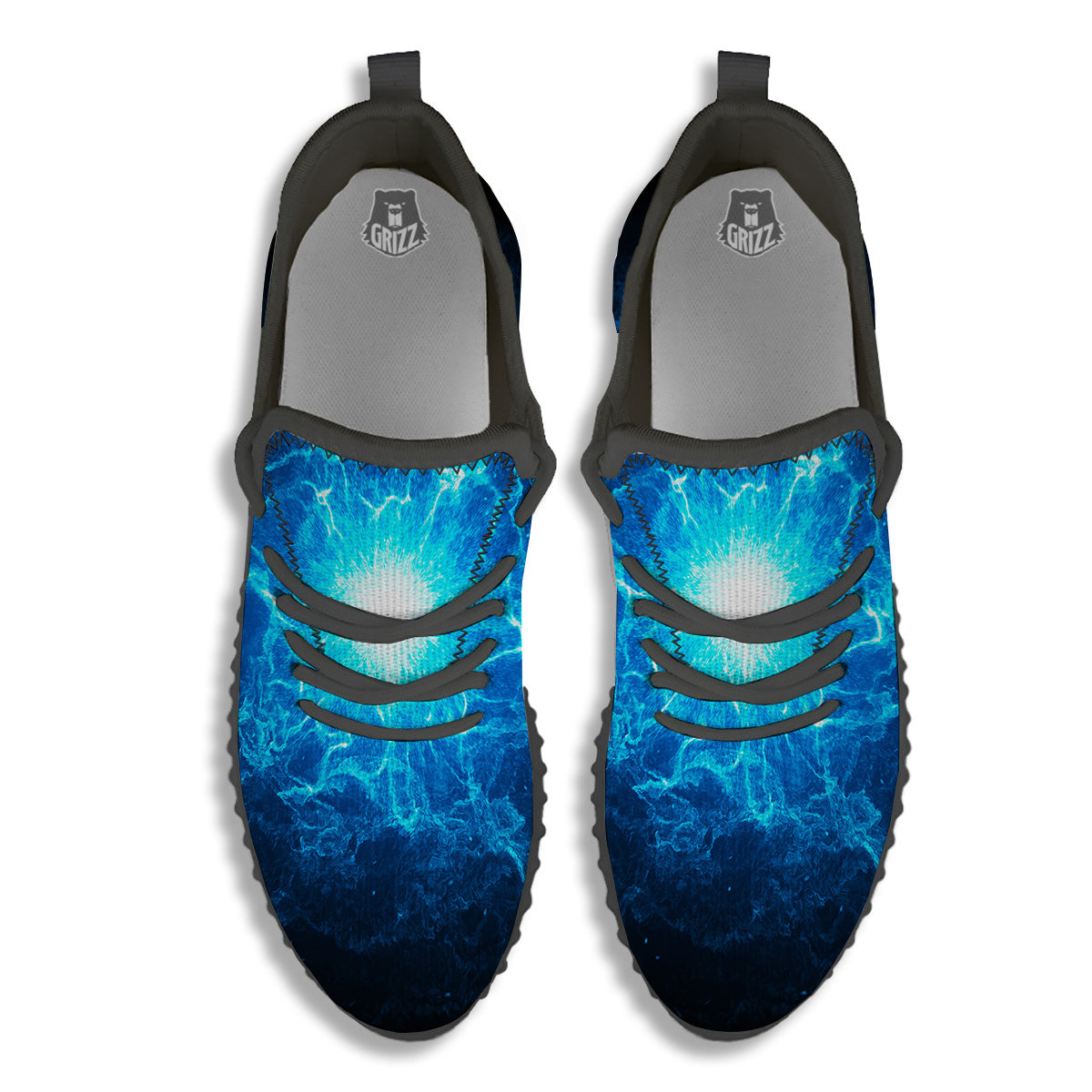 Energy Blue Plasma Print Black Walking Shoes-grizzshop