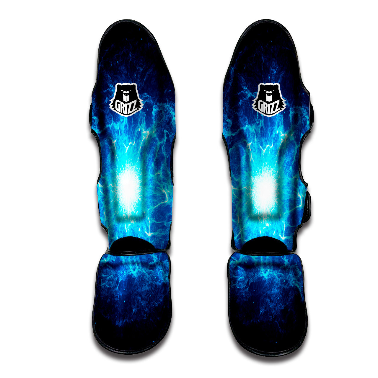Energy Blue Plasma Print Muay Thai Shin Guards-grizzshop