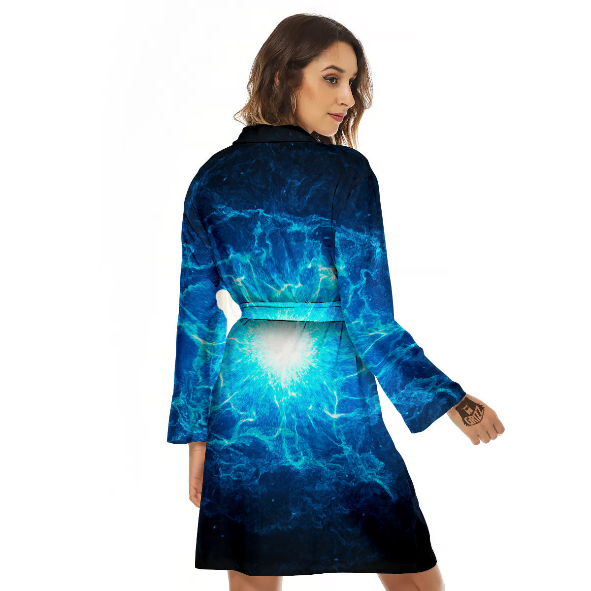 Energy Blue Plasma Print Women's Robe-grizzshop