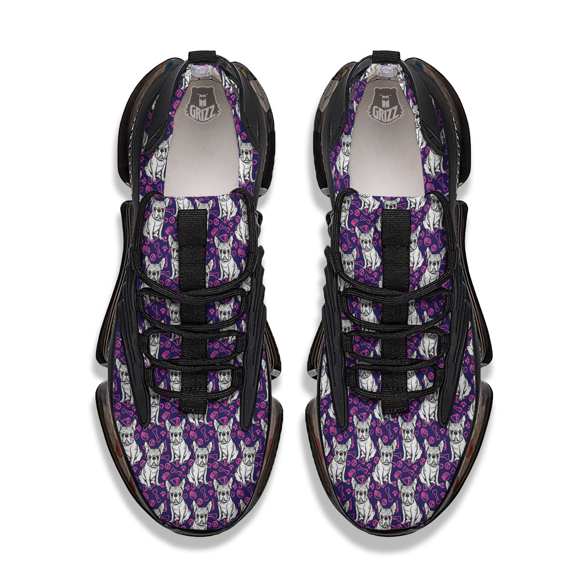 English Bulldog Cute Print Pattern Black Gym Shoes-grizzshop