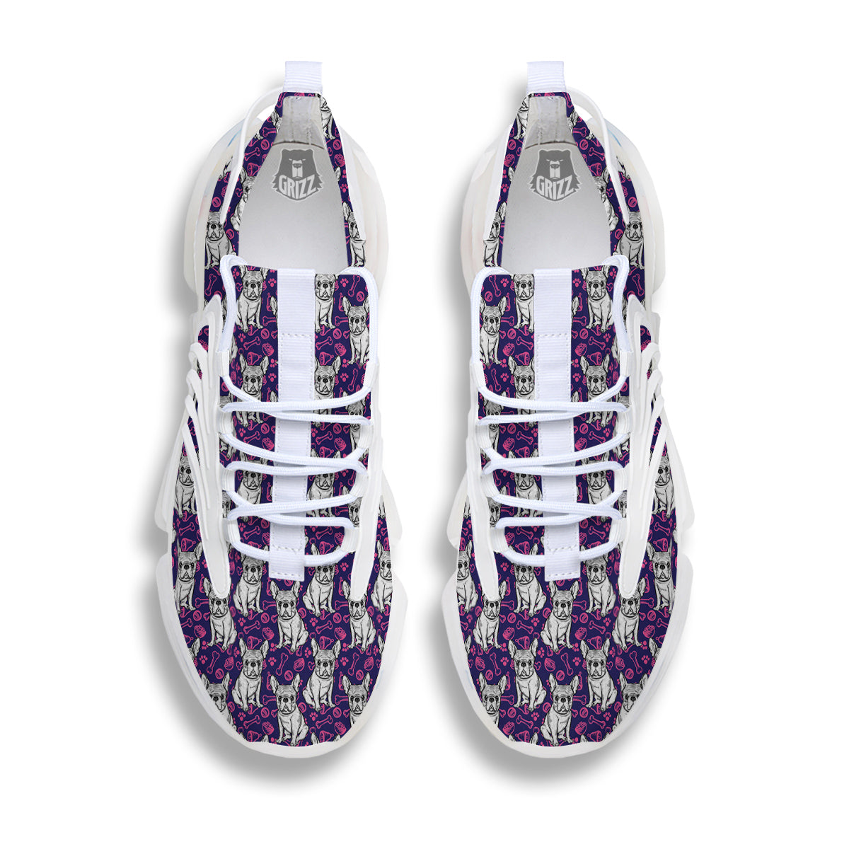 English Bulldog Cute Print Pattern White Gym Shoes-grizzshop