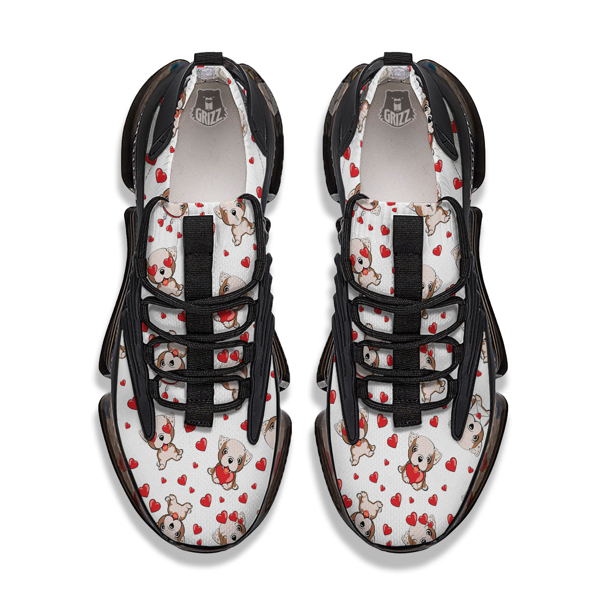 English Bulldog Lovely Print Pattern Black Gym Shoes-grizzshop