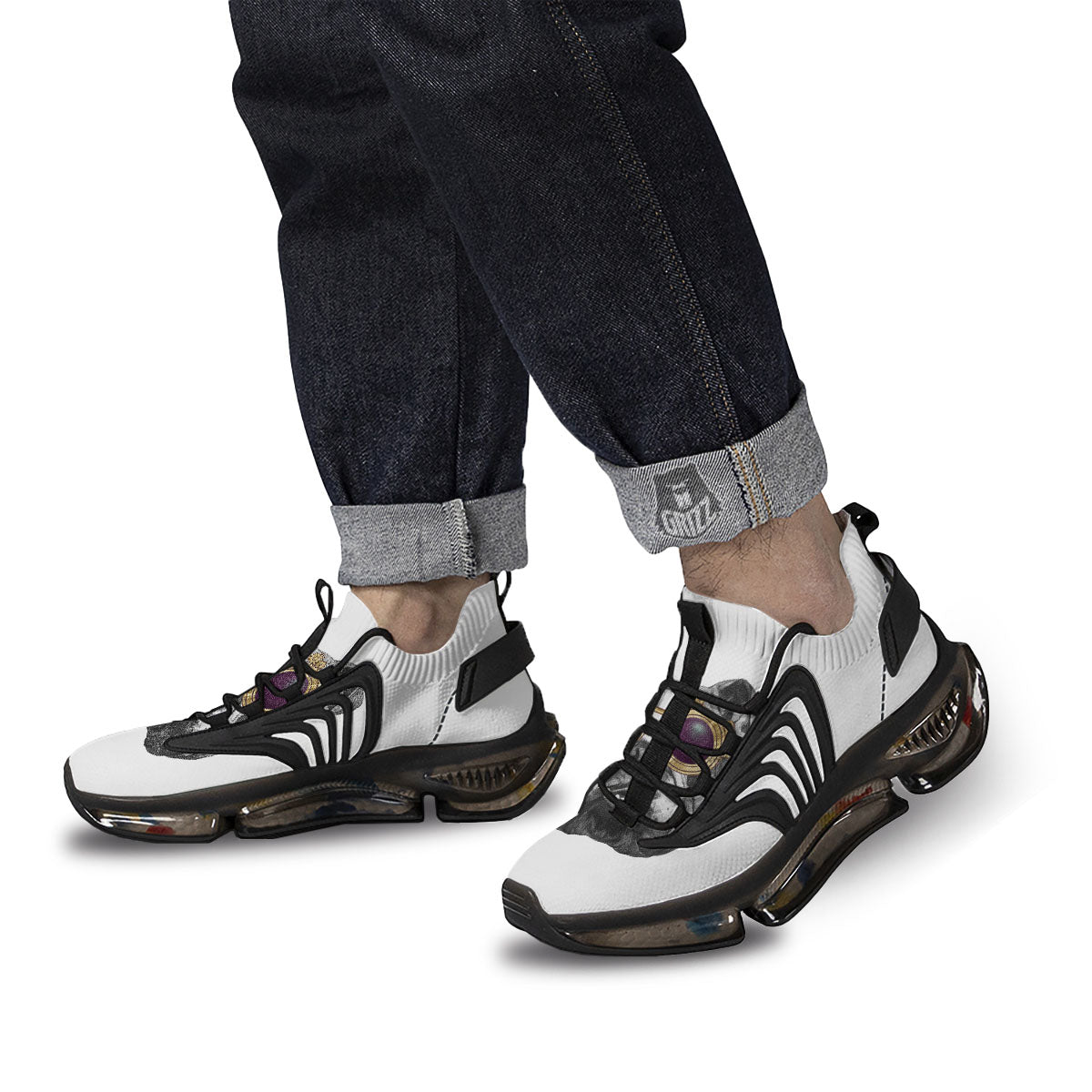 English Bulldog Wearing Glasses Print Black Gym Shoes-grizzshop