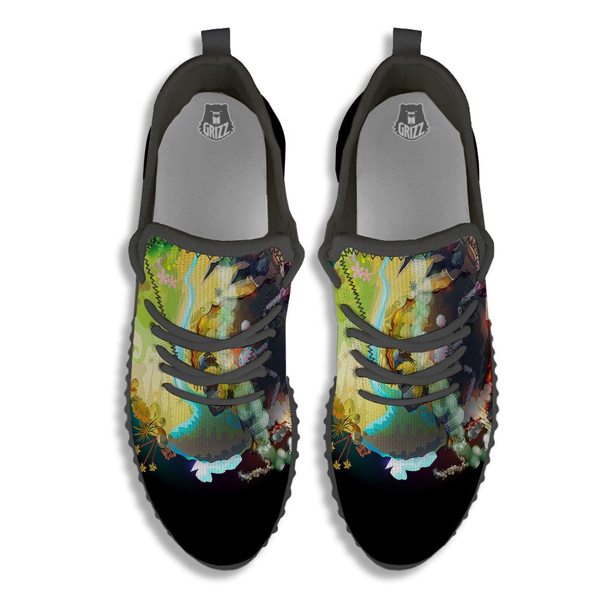 Environmental Destruction Print Black Walking Shoes-grizzshop