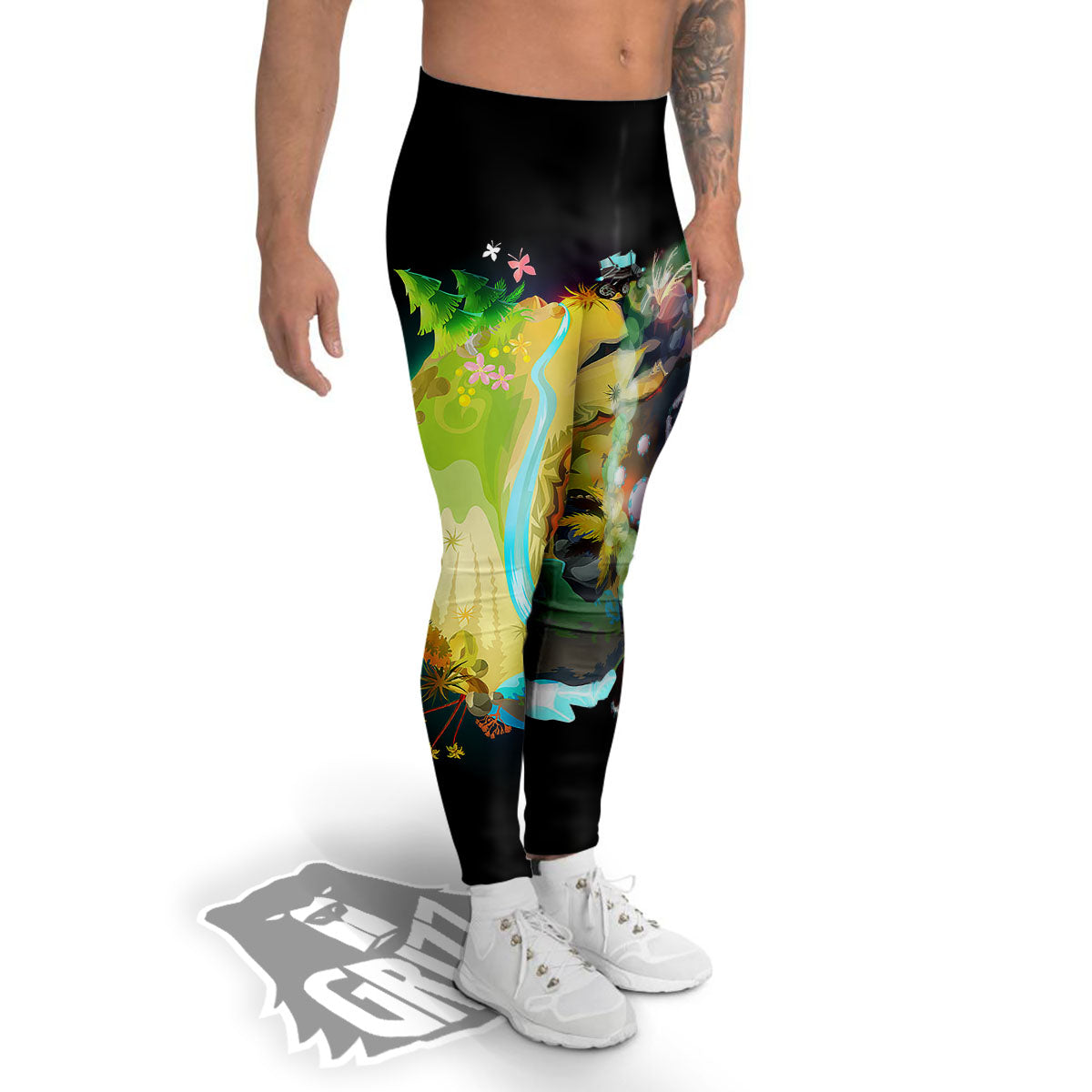 Environmental Destruction Print Men's Leggings-grizzshop
