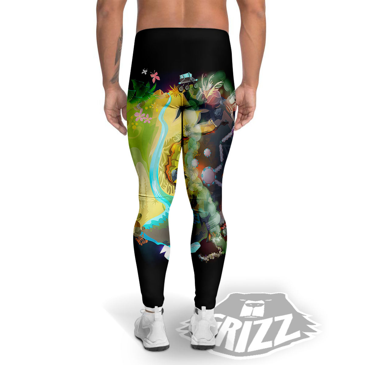 Environmental Destruction Print Men's Leggings-grizzshop
