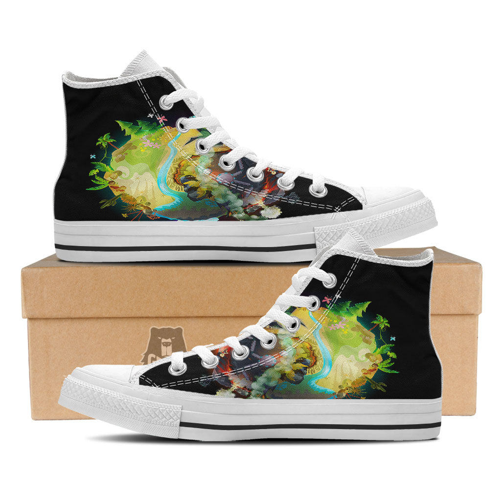 Environmental Destruction Print White High Top Shoes-grizzshop