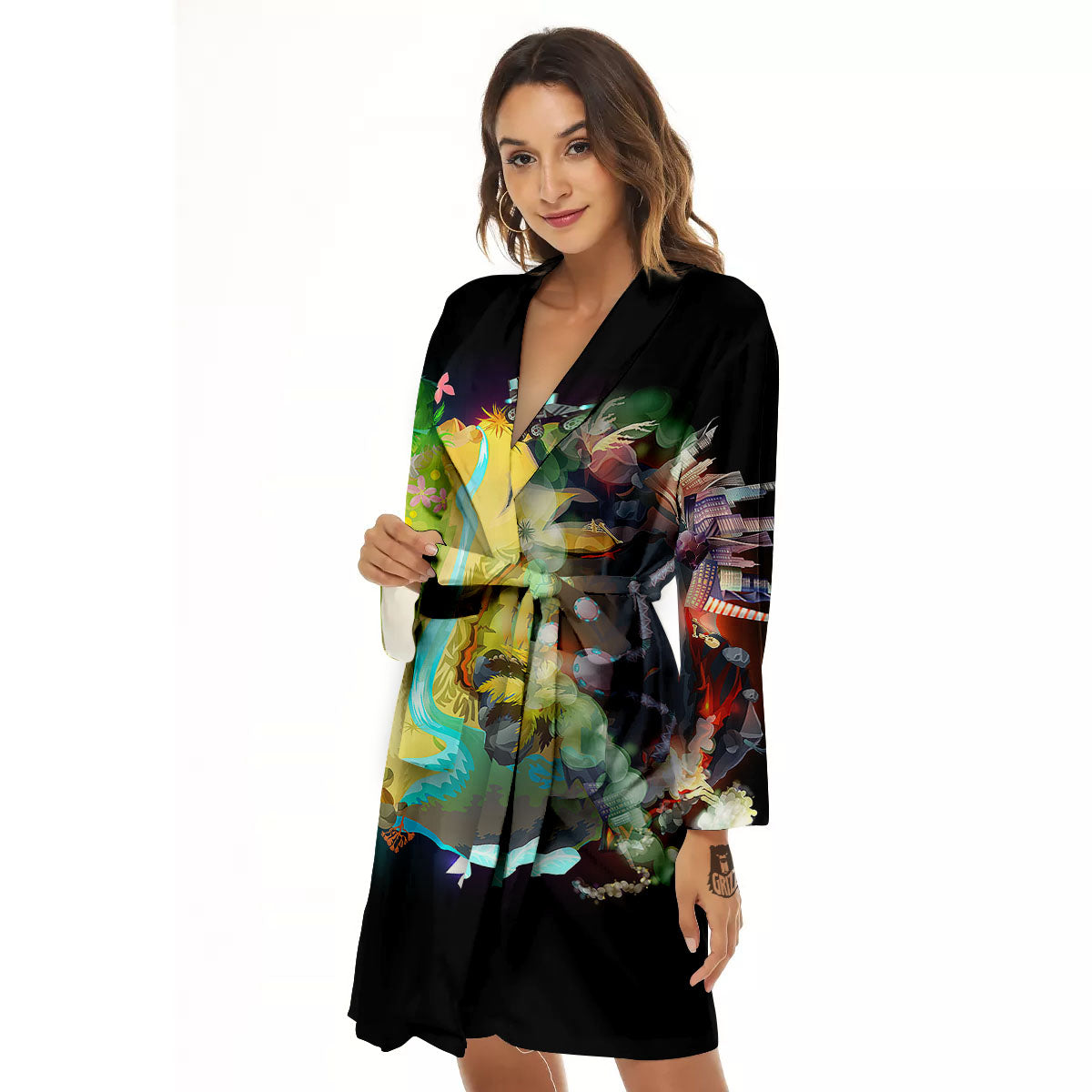 Environmental Destruction Print Women's Robe-grizzshop