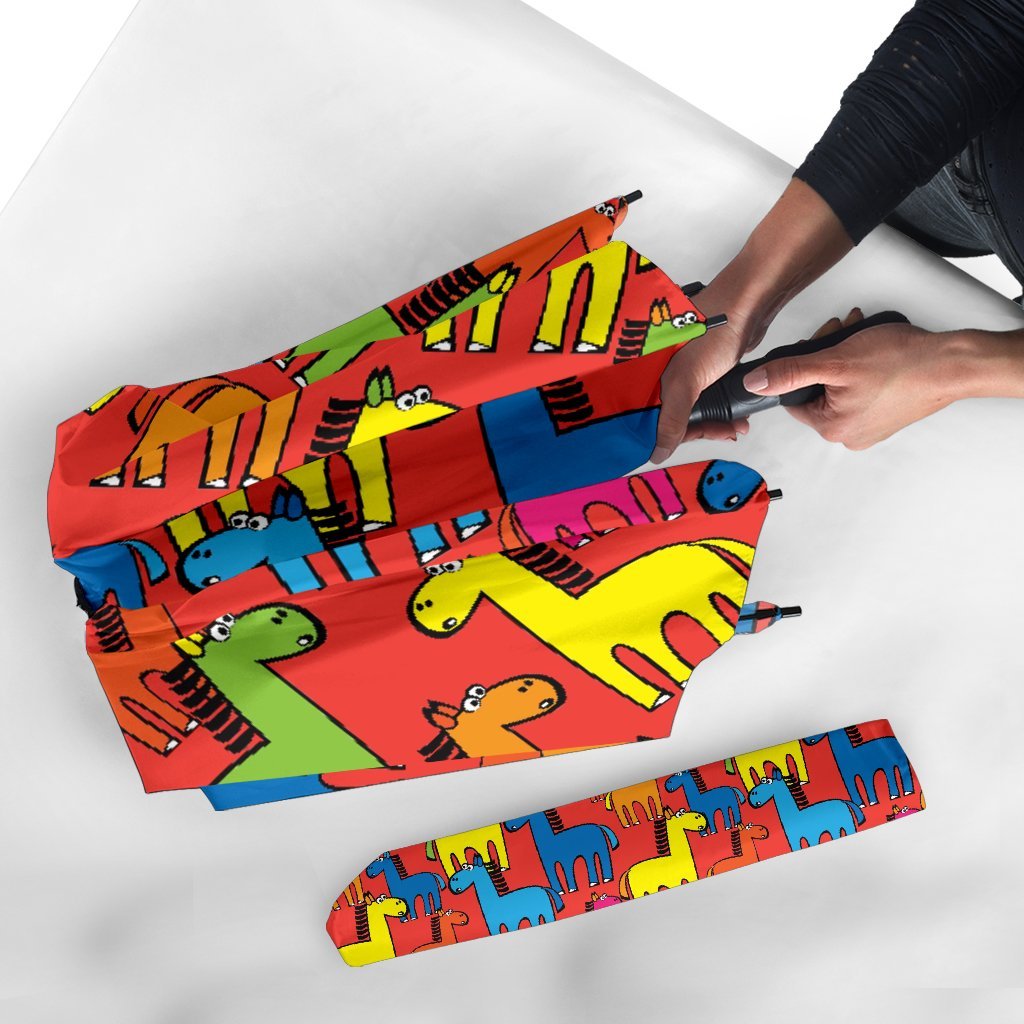 Equestrian Colorful Pattern Print Automatic Foldable Umbrella-grizzshop