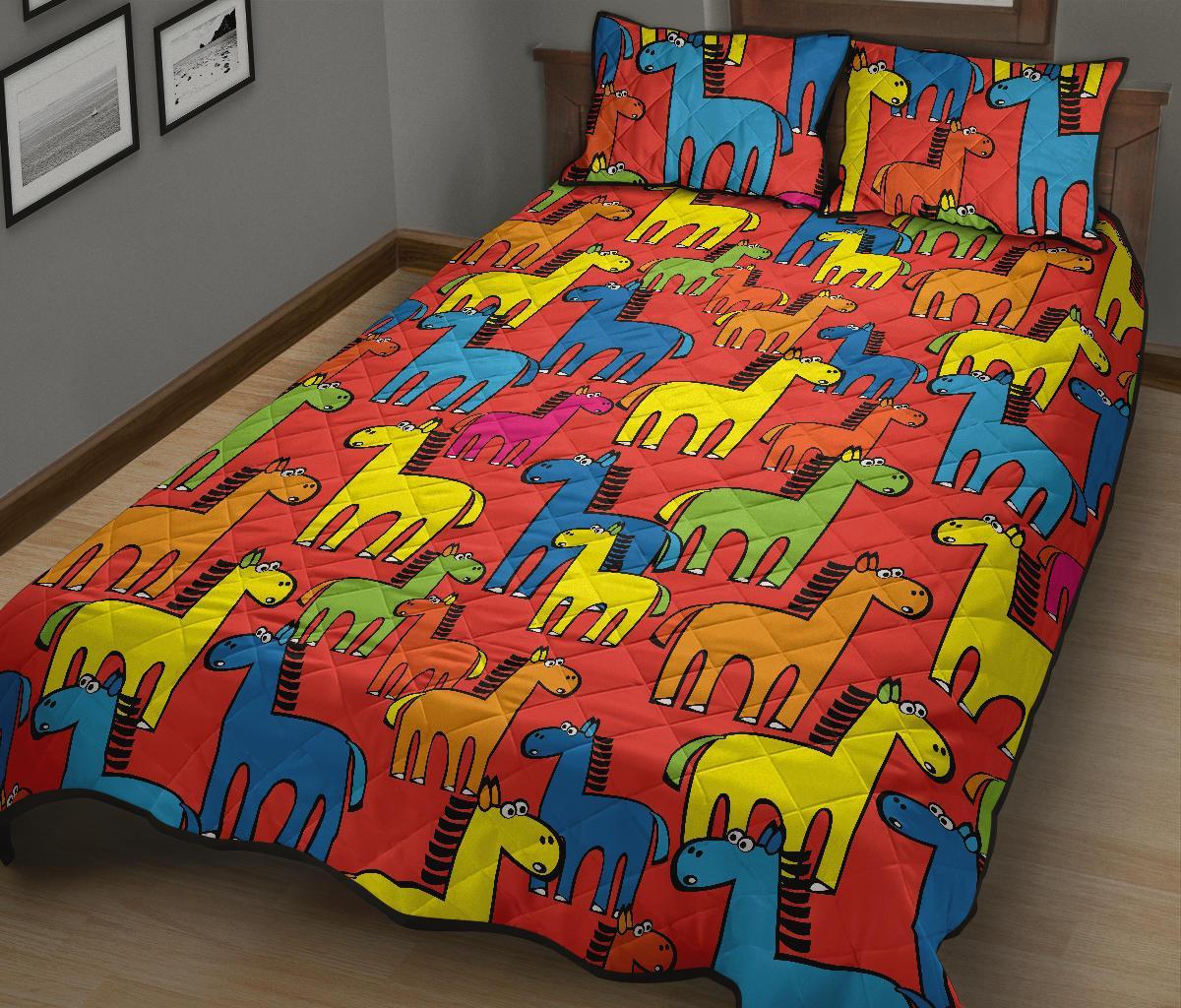 Equestrian Colorful Pattern Print Bed Set Quilt-grizzshop