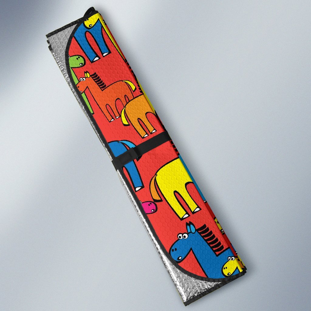 Equestrian Colorful Pattern Print Car Sun Shade-grizzshop