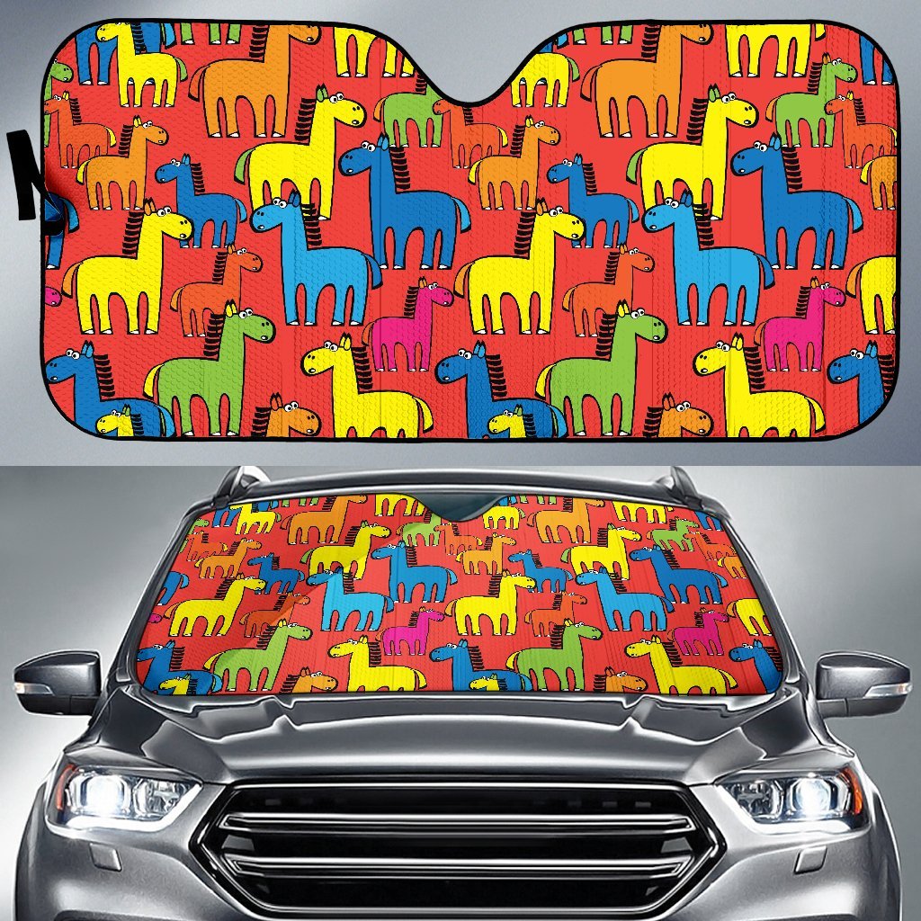 Equestrian Colorful Pattern Print Car Sun Shade-grizzshop