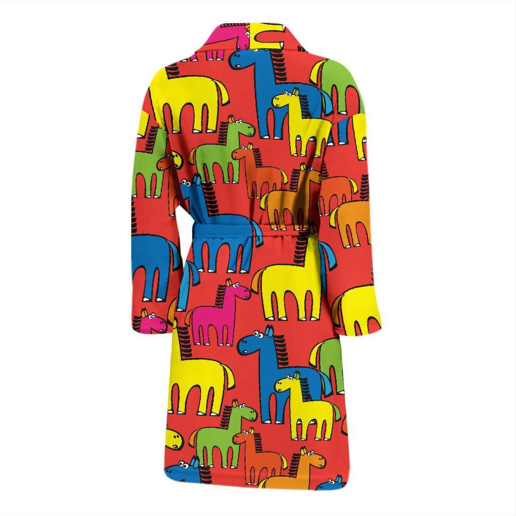 Equestrian Colorful Pattern Print Men Long Robe-grizzshop