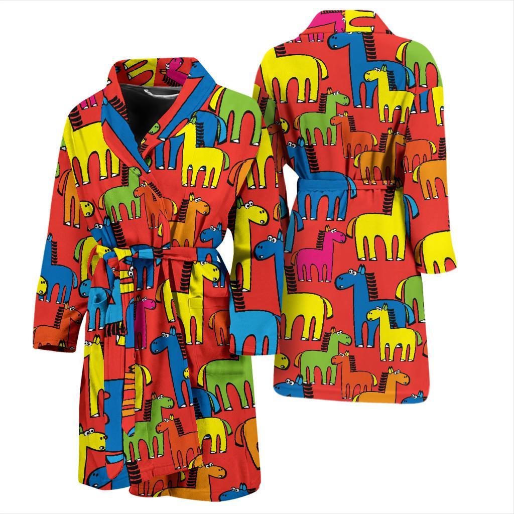Equestrian Colorful Pattern Print Men Long Robe-grizzshop