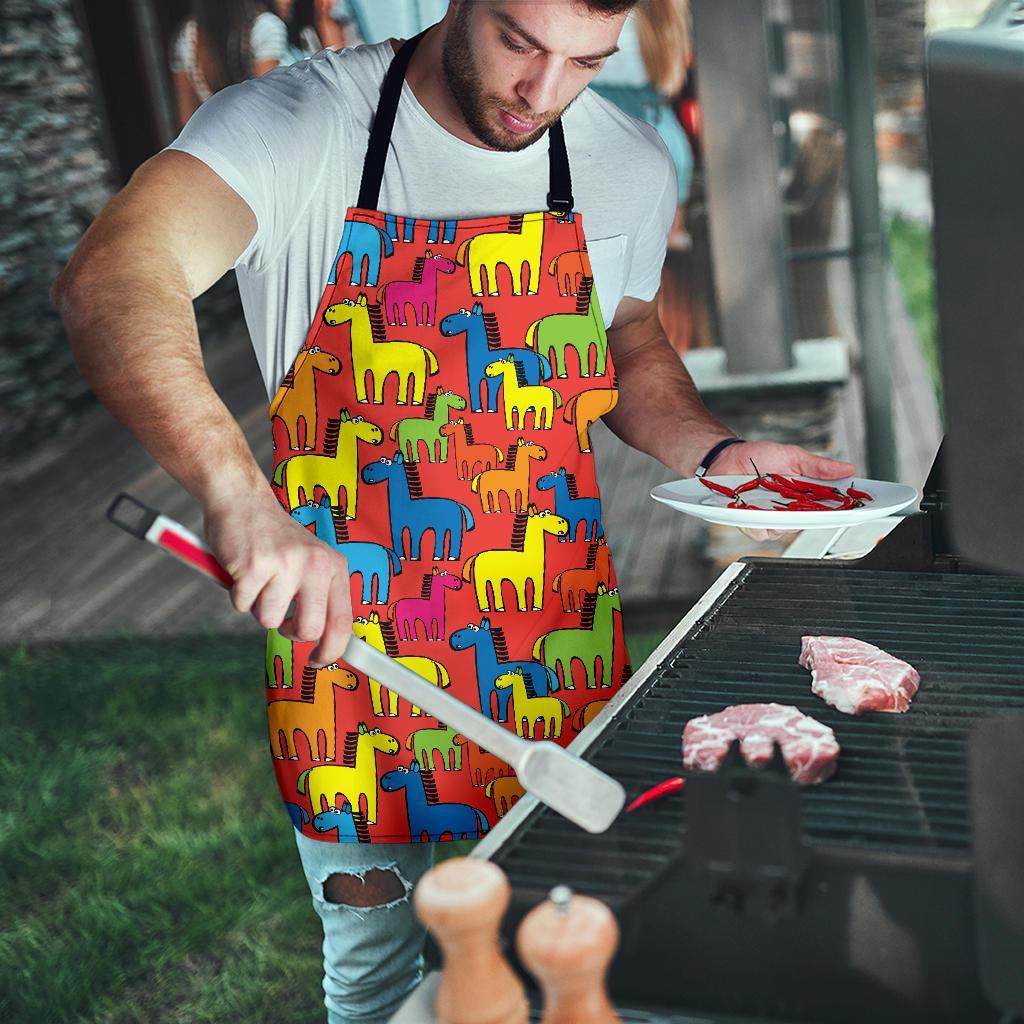 Equestrian Colorful Pattern Print Men's Apron-grizzshop