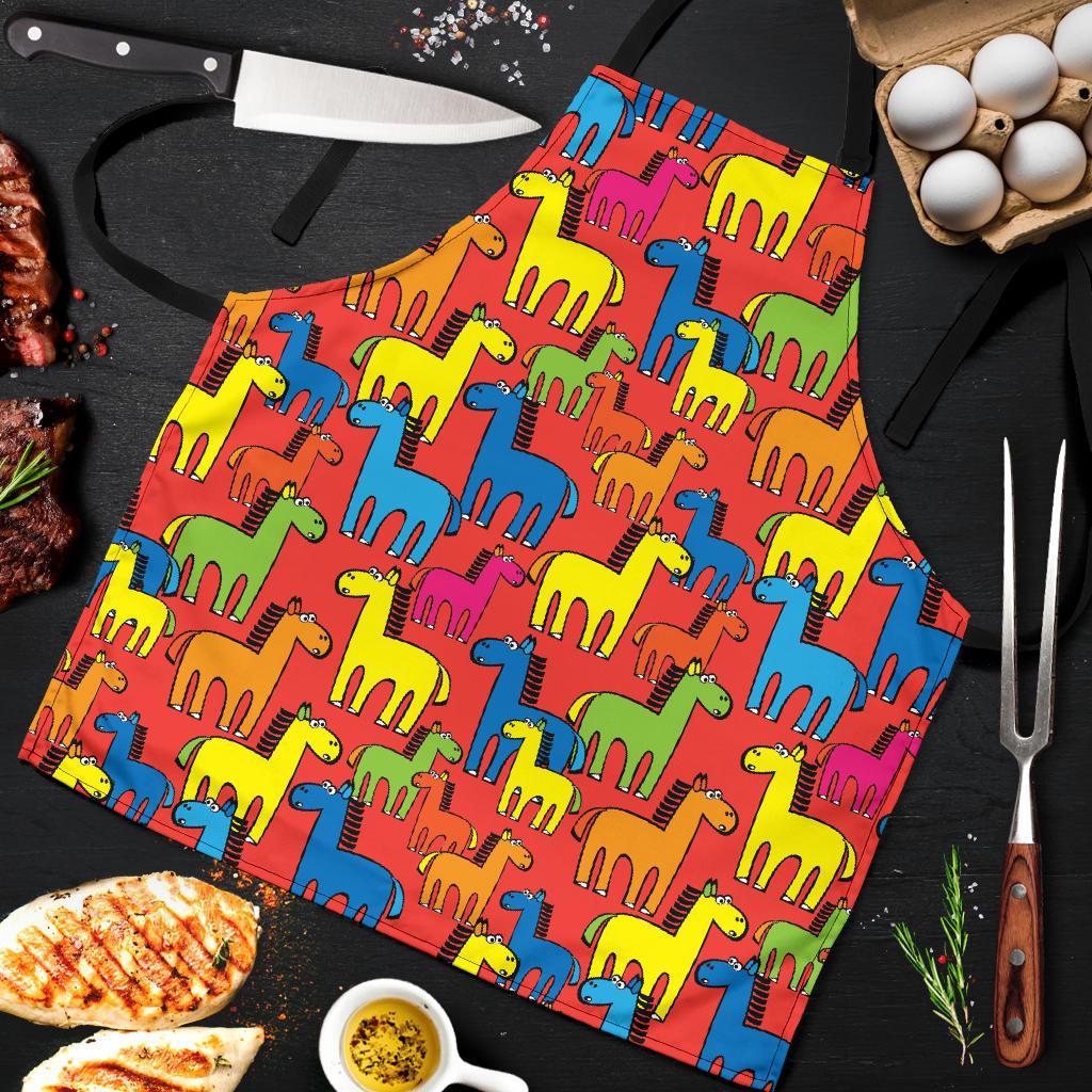 Equestrian Colorful Pattern Print Men's Apron-grizzshop