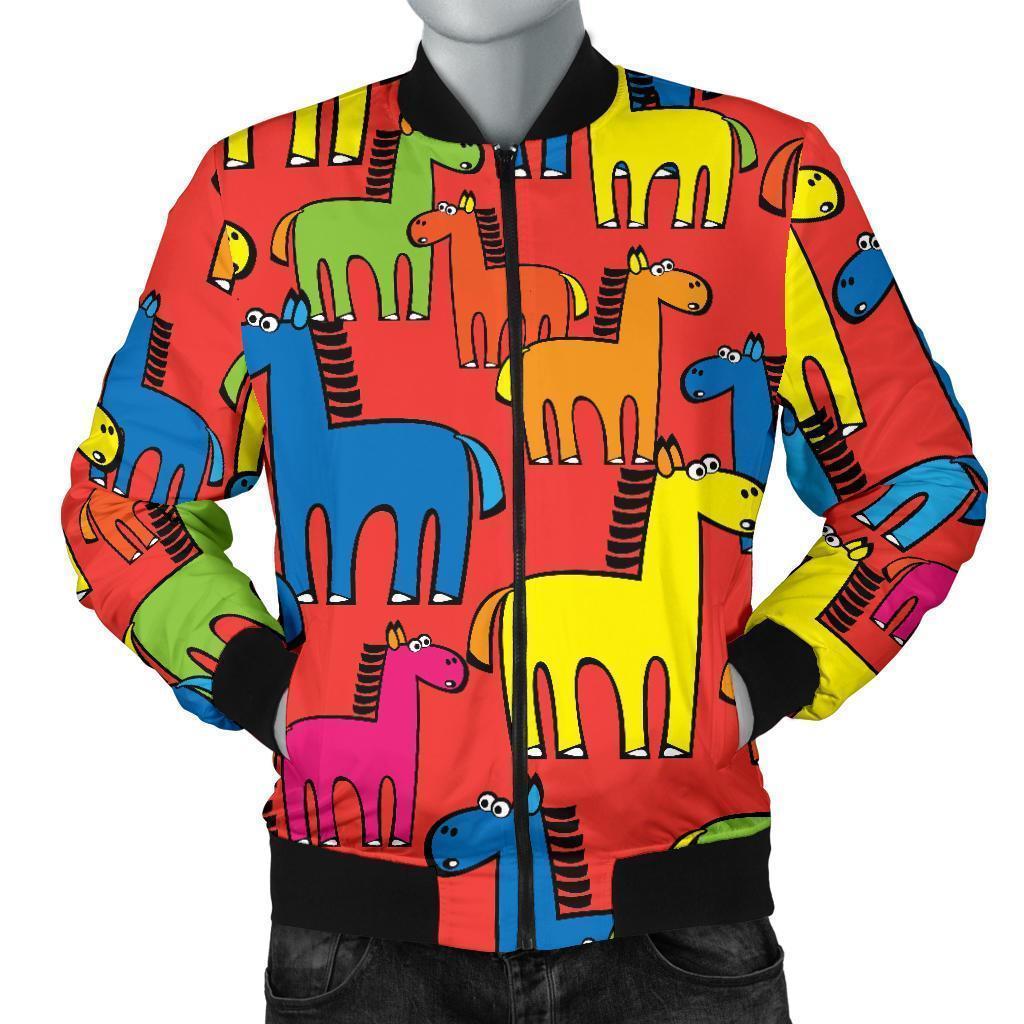 Equestrian Colorful Pattern Print Men's Bomber Jacket-grizzshop