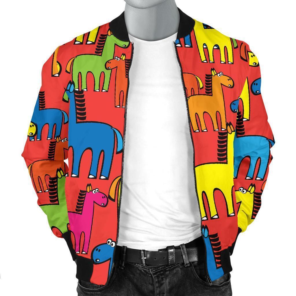 Equestrian Colorful Pattern Print Men's Bomber Jacket-grizzshop