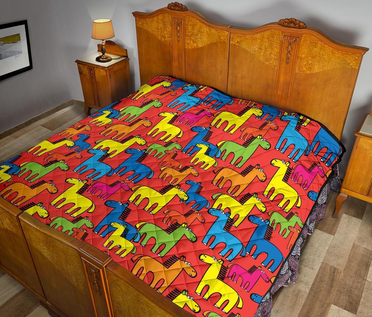 Equestrian Colorful Pattern Print Quilt-grizzshop