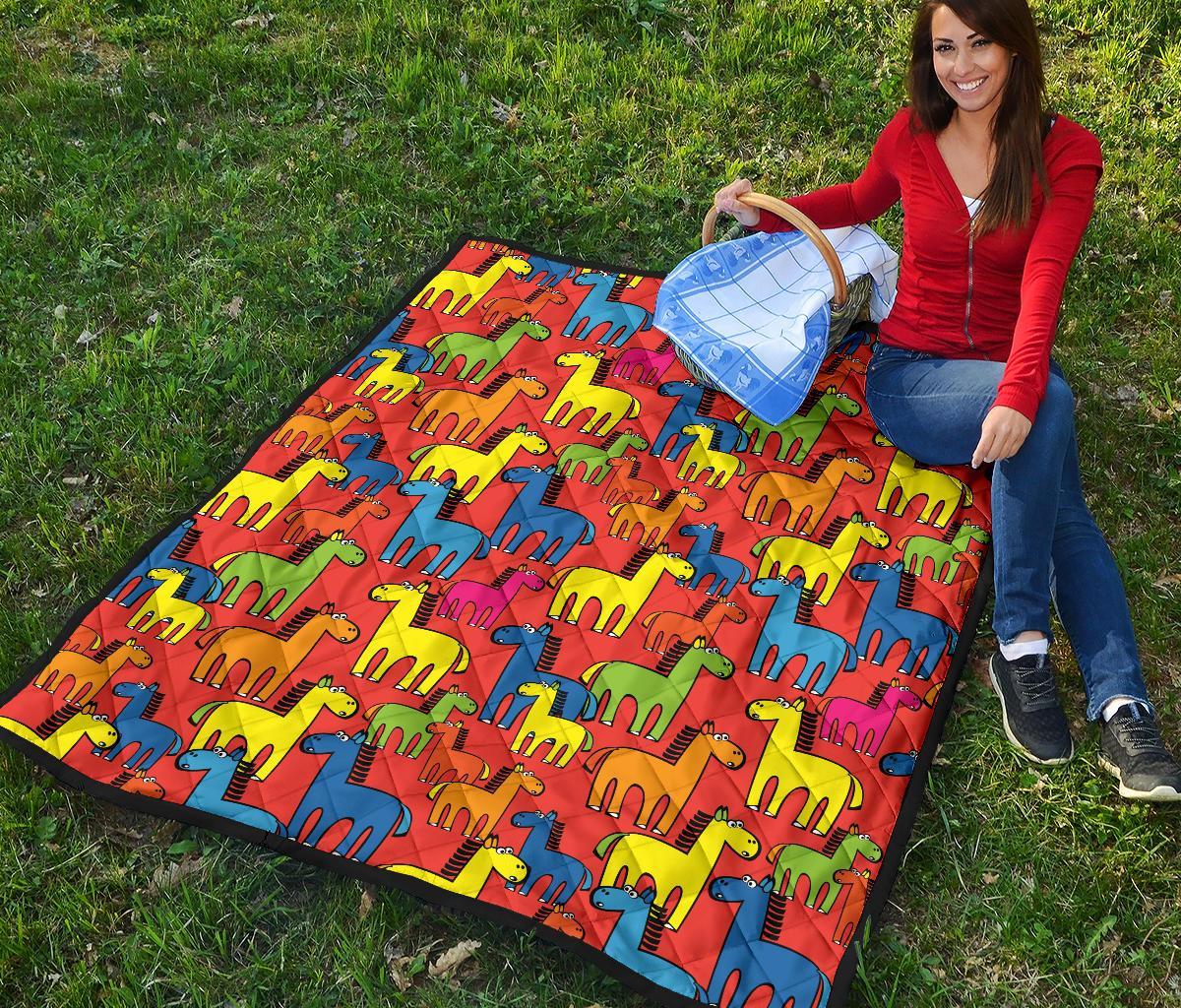 Equestrian Colorful Pattern Print Quilt-grizzshop
