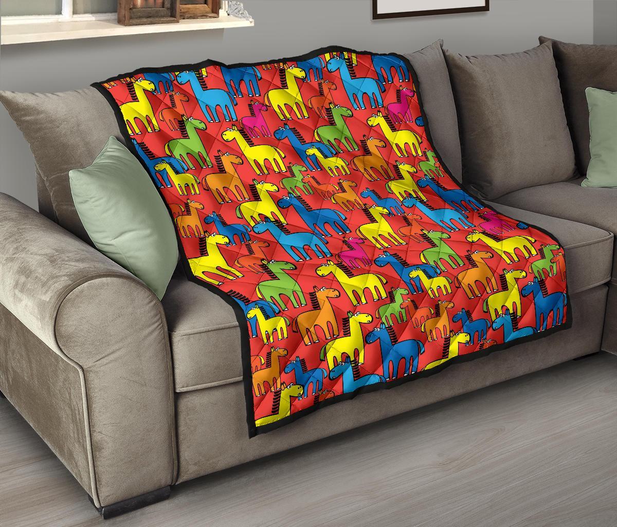 Equestrian Colorful Pattern Print Quilt-grizzshop