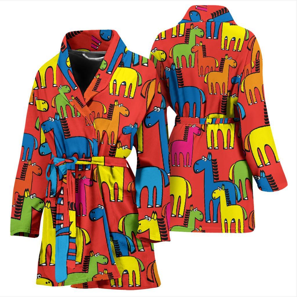 Equestrian Colorful Pattern Print Women Long Robe-grizzshop