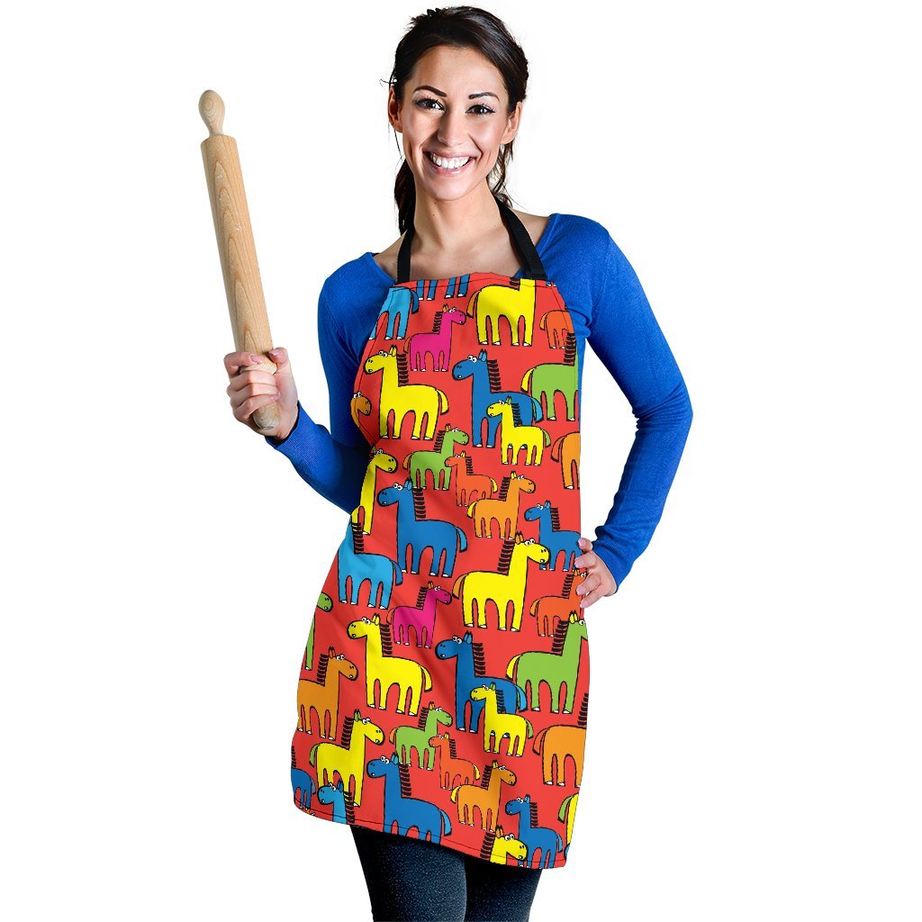 Equestrian Colorful Pattern Print Women's Apron-grizzshop