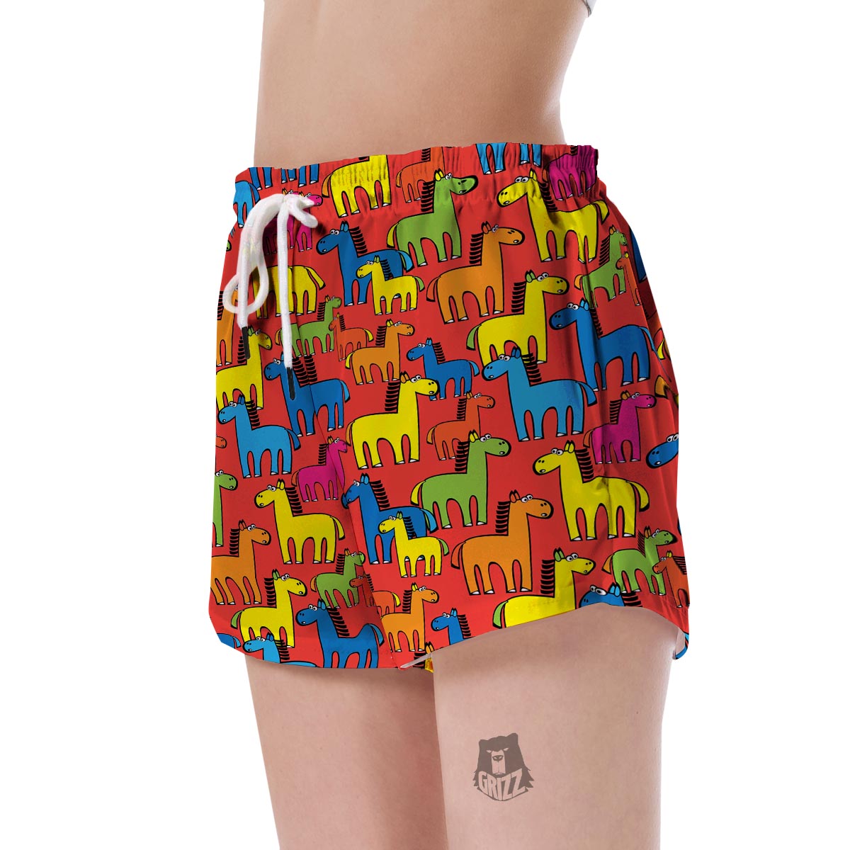 Equestrian Colorful Pattern Print Women's Shorts-grizzshop