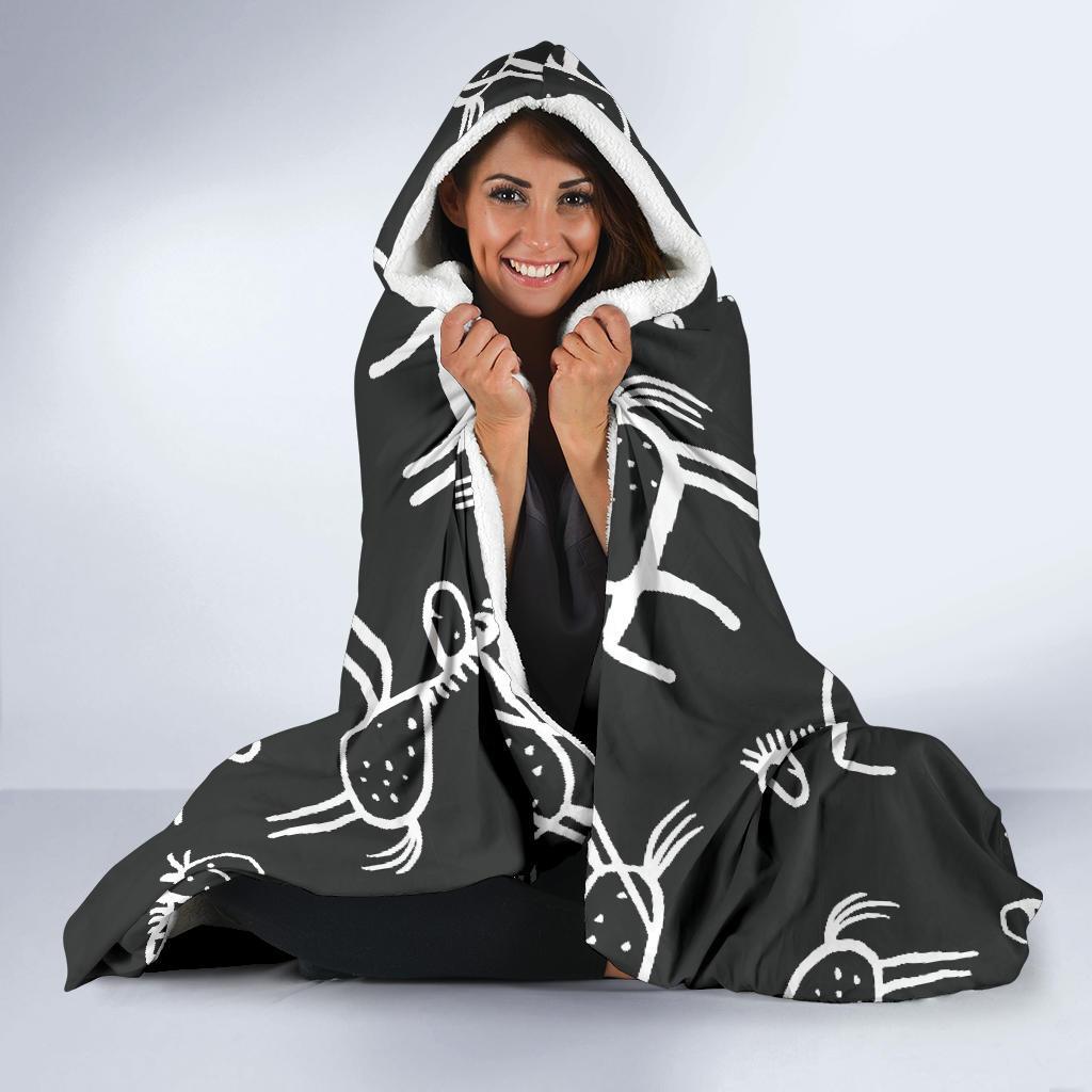 Equestrian Drawn Pattern Print Hooded Blanket-grizzshop