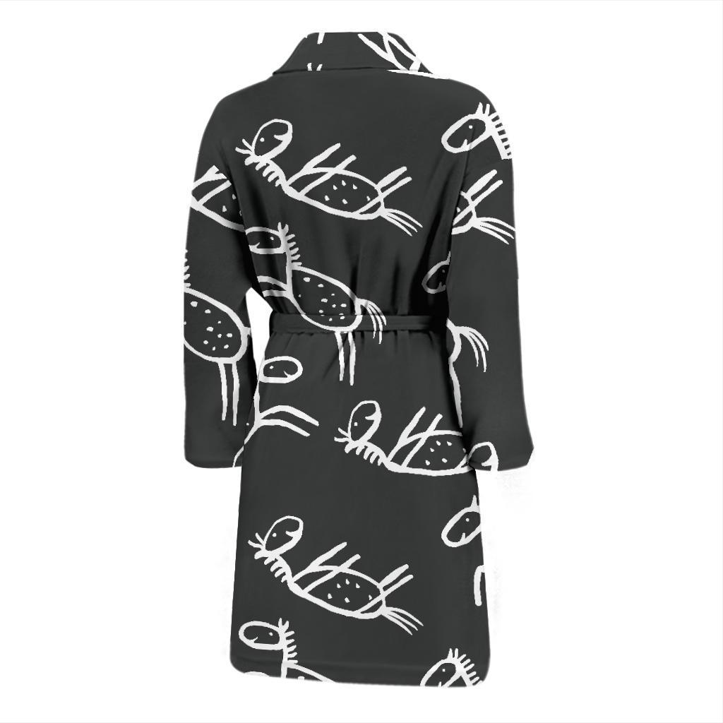 Equestrian Drawn Pattern Print Men Long Robe-grizzshop