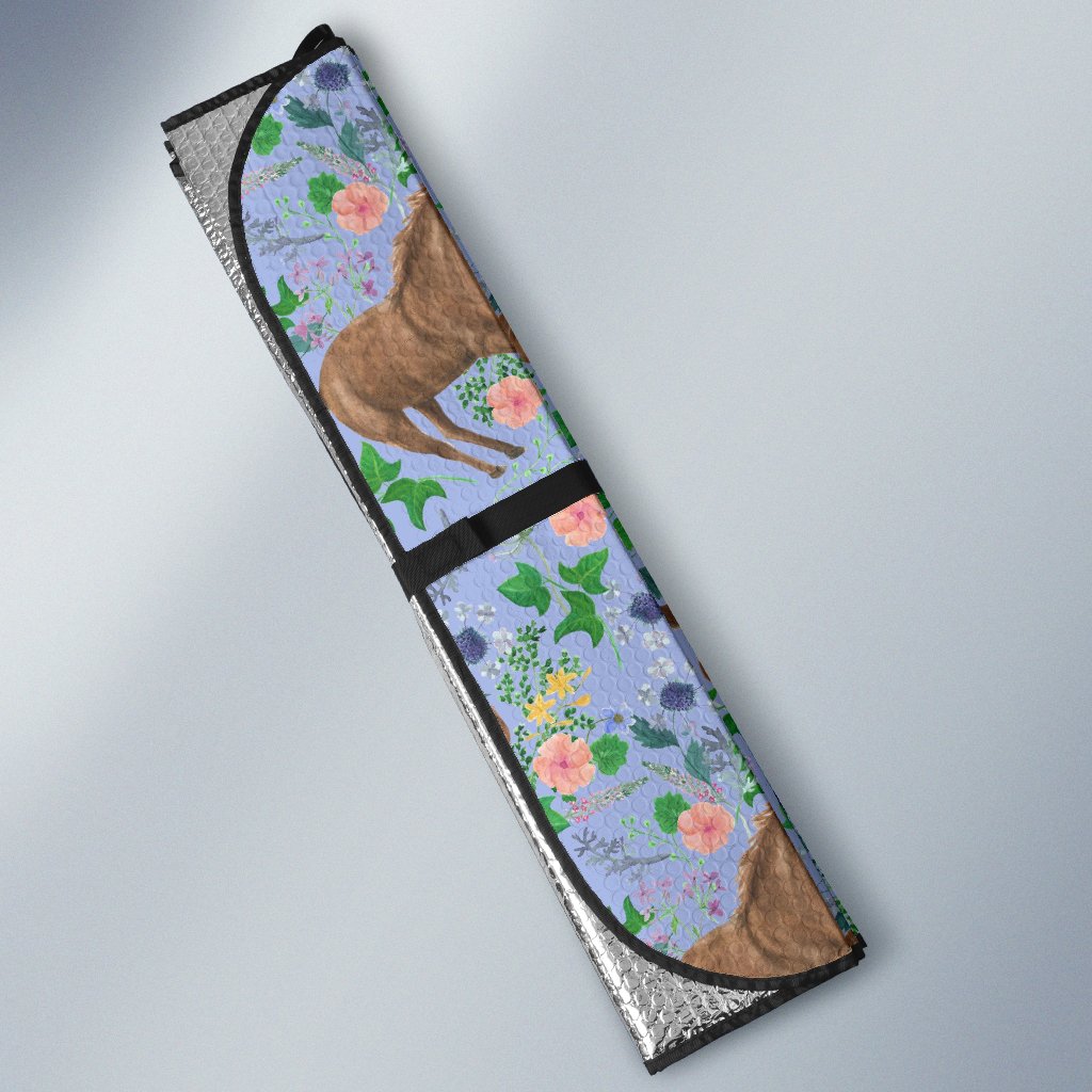 Equestrian Floral Pattern Print Car Sun Shade-grizzshop