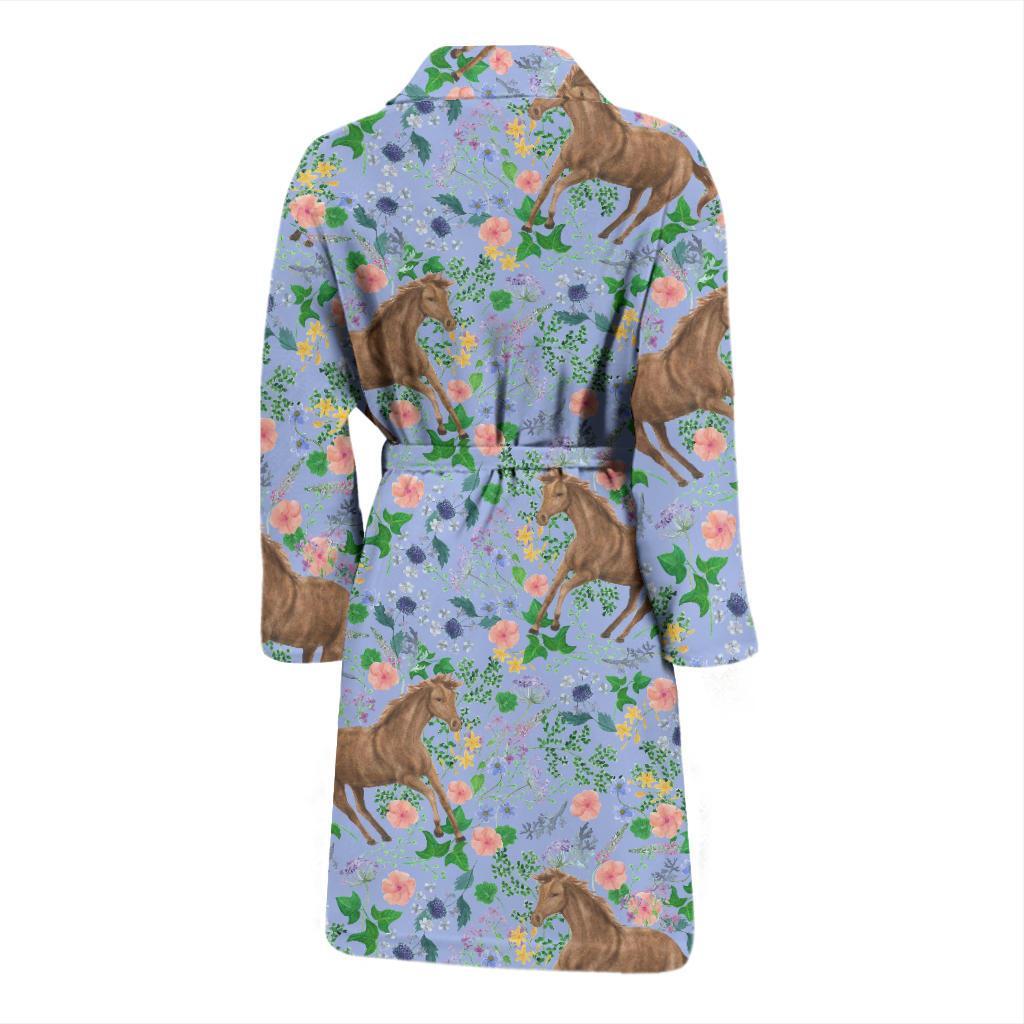 Equestrian Floral Pattern Print Men Long Robe-grizzshop