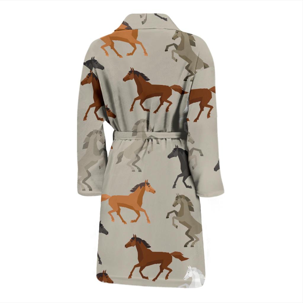 Equestrian Pattern Print Men Long Robe-grizzshop
