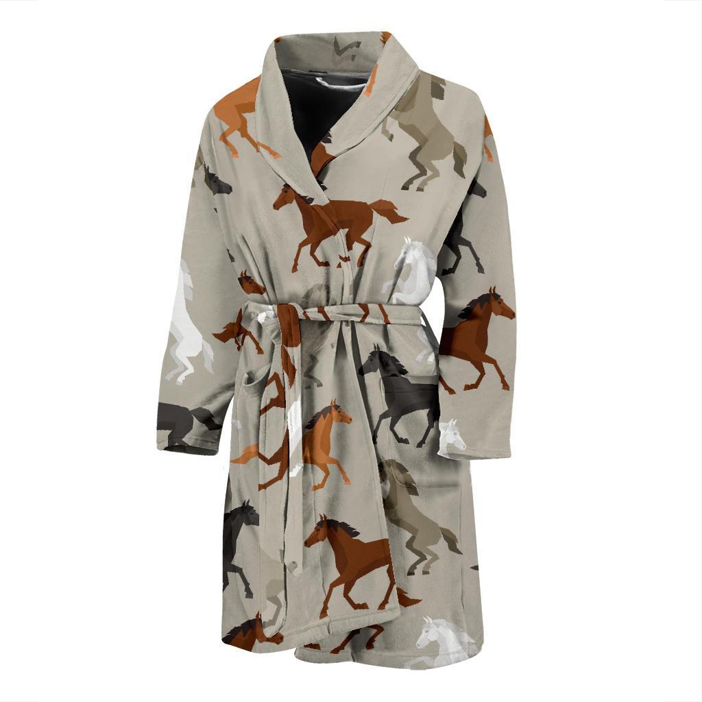 Equestrian Pattern Print Men Long Robe-grizzshop