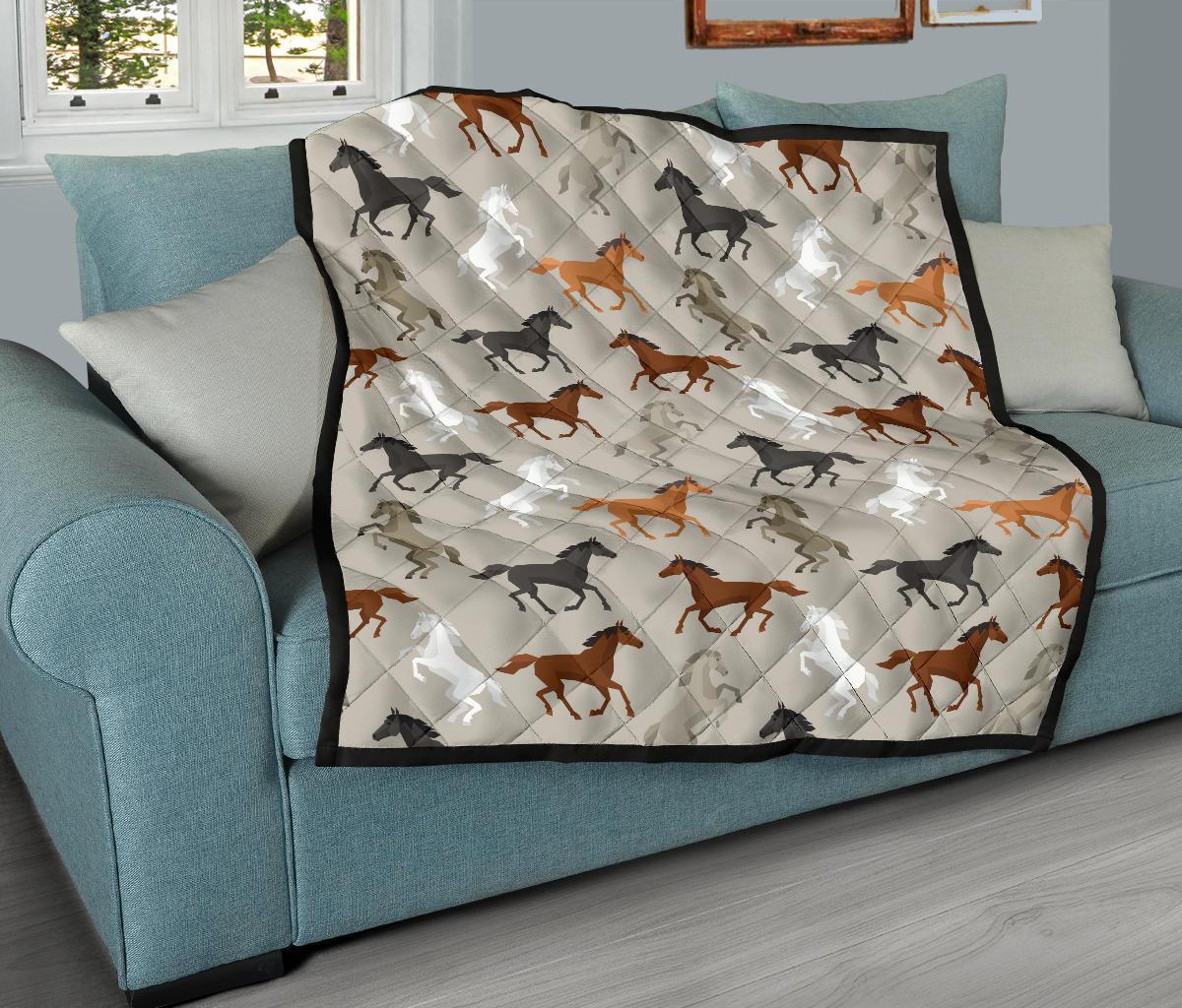 Equestrian Pattern Print Quilt-grizzshop