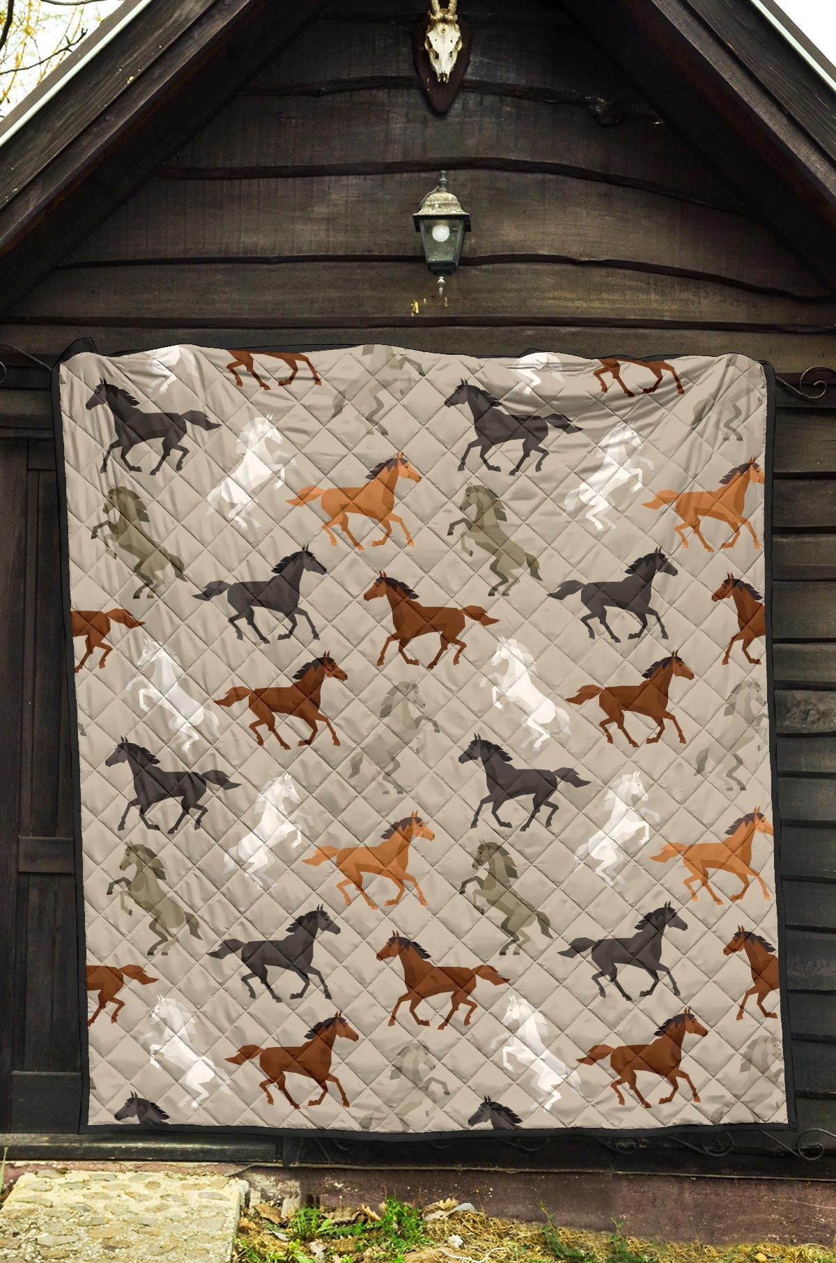 Equestrian Pattern Print Quilt-grizzshop