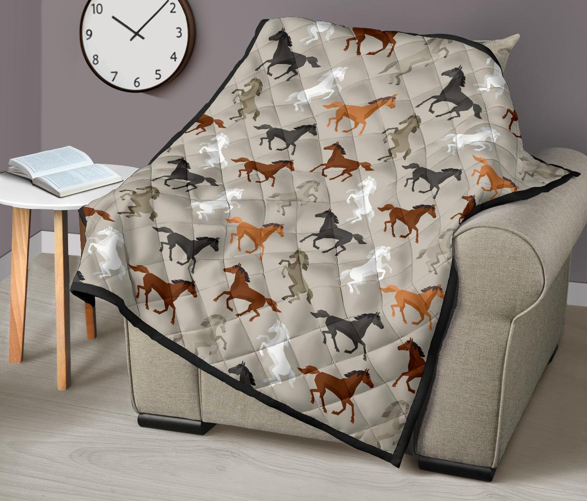 Equestrian Pattern Print Quilt-grizzshop