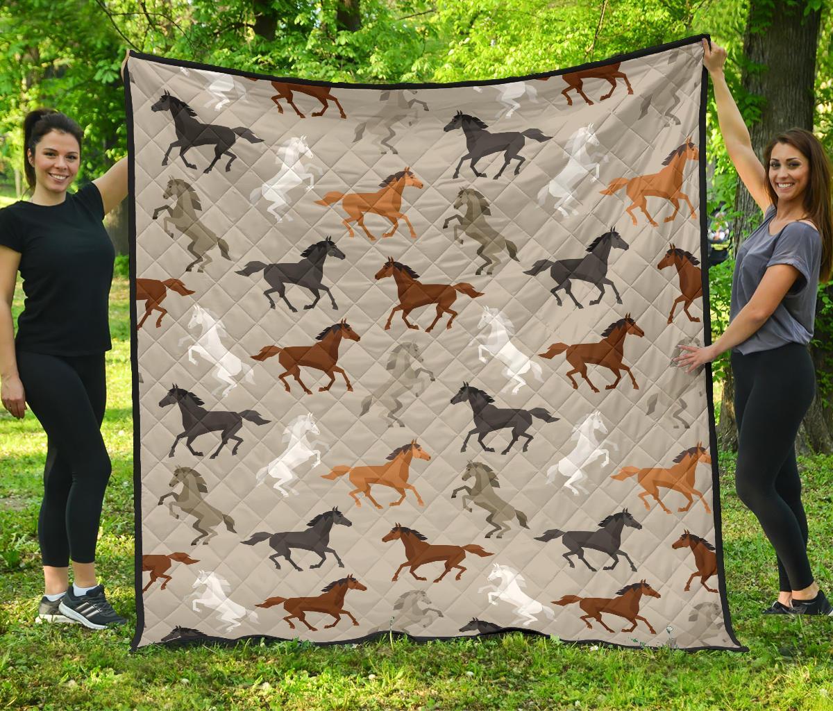 Equestrian Pattern Print Quilt-grizzshop