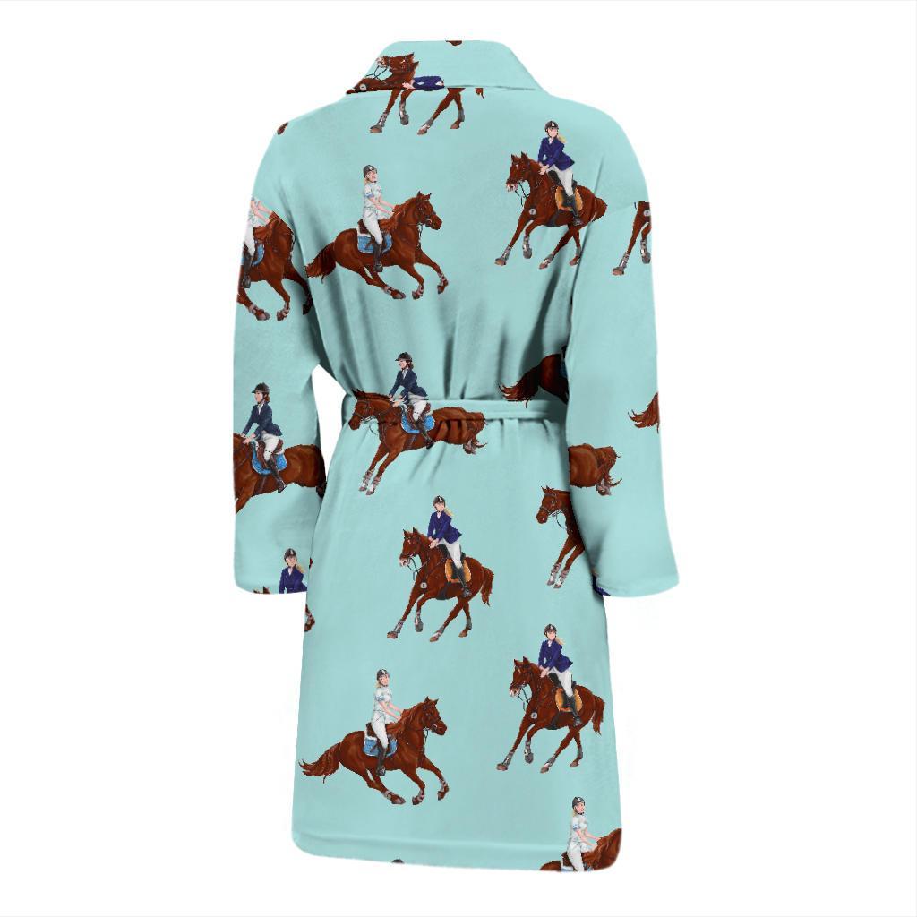 Equestrian Print Pattern Men Long Robe-grizzshop