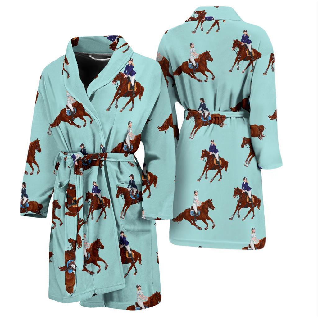 Equestrian Print Pattern Men Long Robe-grizzshop