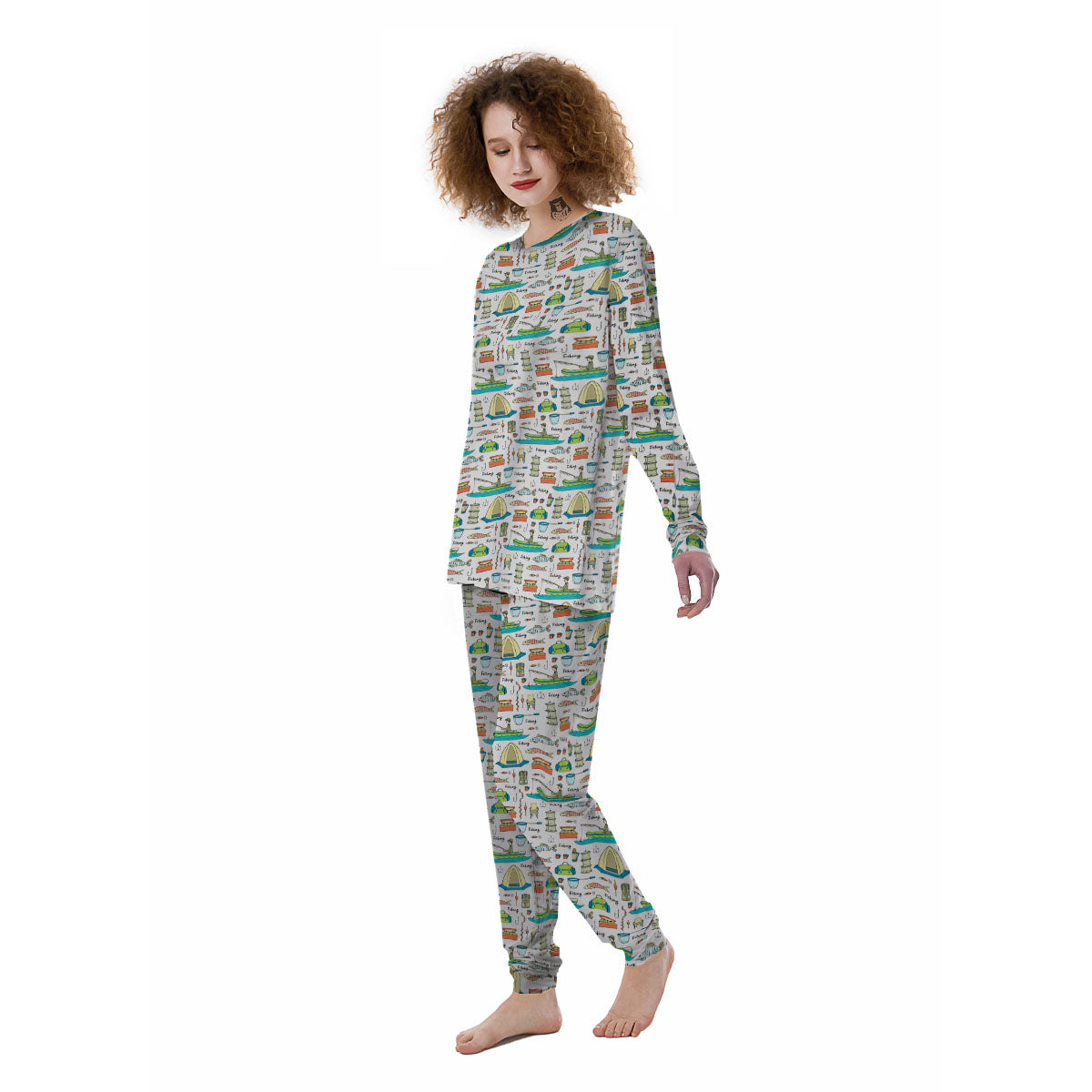 Equipment Fishing Print Pattern Women's Pajamas-grizzshop