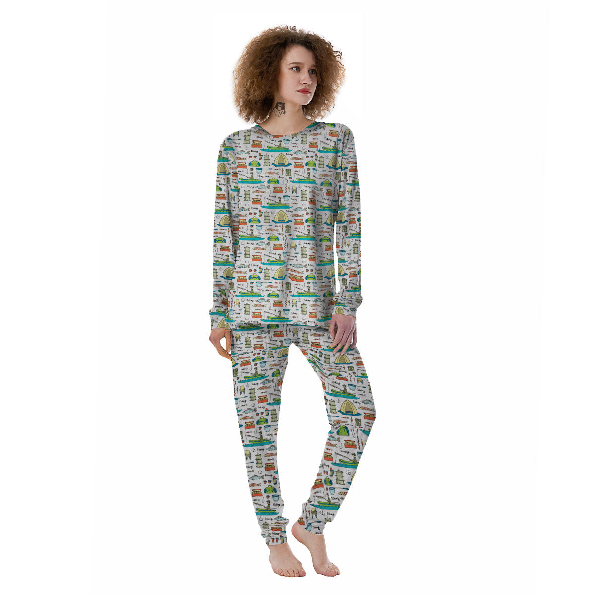 Equipment Fishing Print Pattern Women's Pajamas-grizzshop