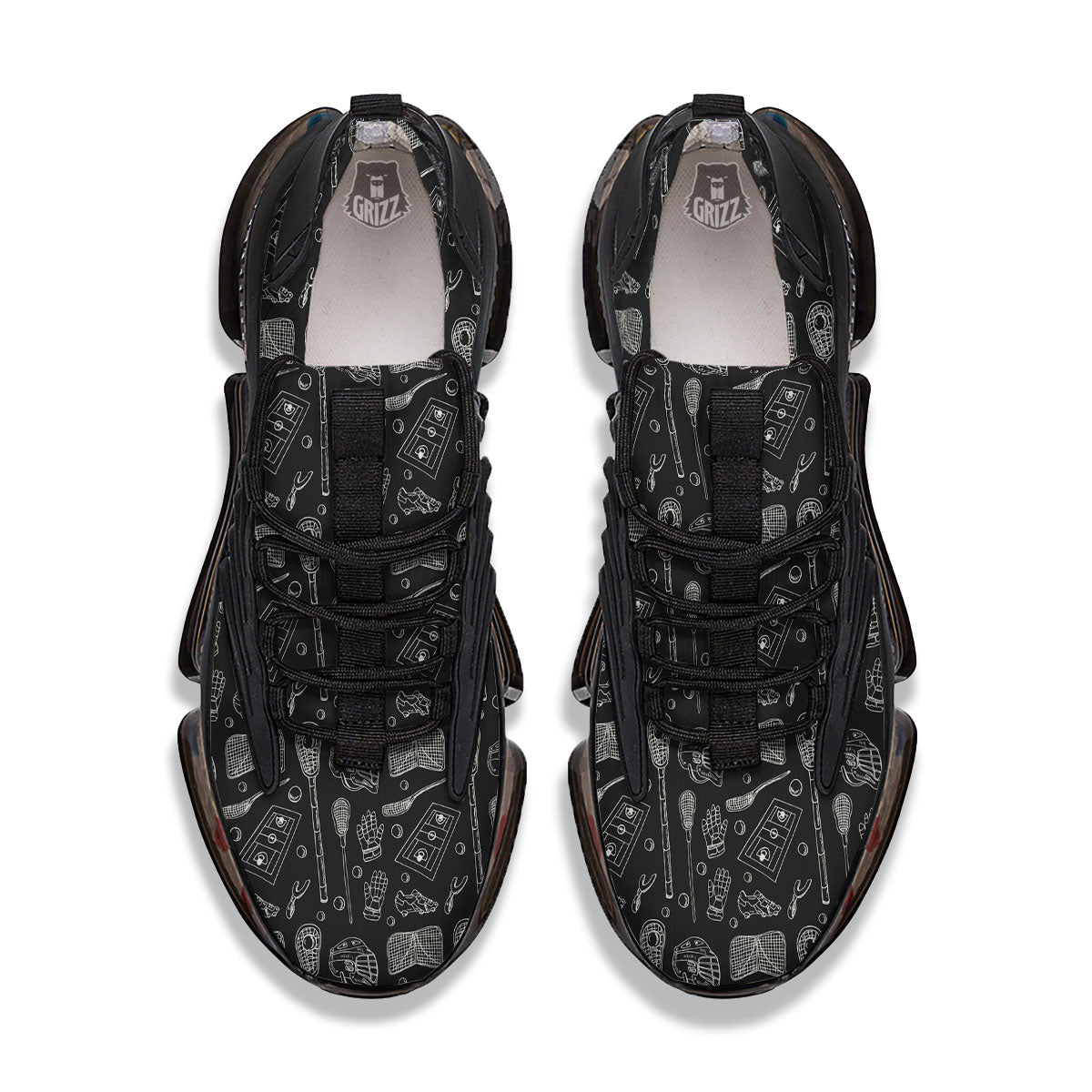 Equipment Lacrosse Print Pattern Black Gym Shoes-grizzshop